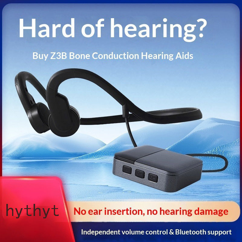 Z3 Box bone conduction hearing aid headphones are non-in-ear rechargeable, with independent adjustment for each ear, and feature hearing aid and Bluetooth functions; designed specifically for seniors.