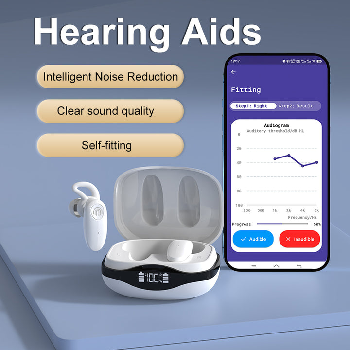 TS616D Binaural Hearing Aid with Intelligent Noise Cancellation, Digital In-Ear 16-Channel, App-Based Intelligent Fitting, and Behind-the-Ear Sound Amplifier for Seniors