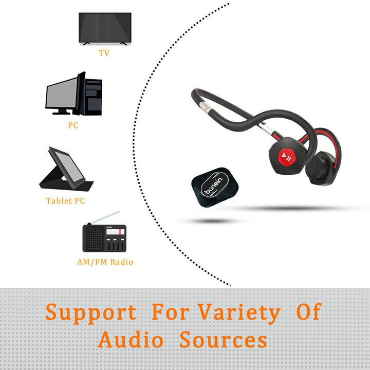 BN-702T Bone Conduction Headphones, Sound Amplifier, Built-in Battery, Bluetooth + Hearing Aid Headphones, Designed for Seniors